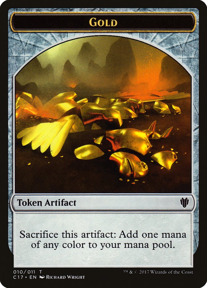 Dragon (007) // Gold (010) Double-Sided Token [Commander 2017 Tokens] - Image 2