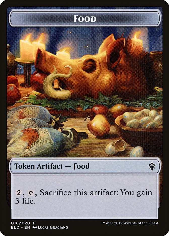Human Warrior // Food (18) Double-Sided Token [Throne of Eldraine Tokens] - Image 2