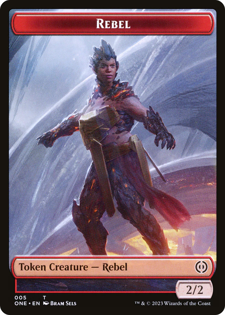 Rebel // Drone Double-Sided Token [Phyrexia: All Will Be One Tokens] - Image 3