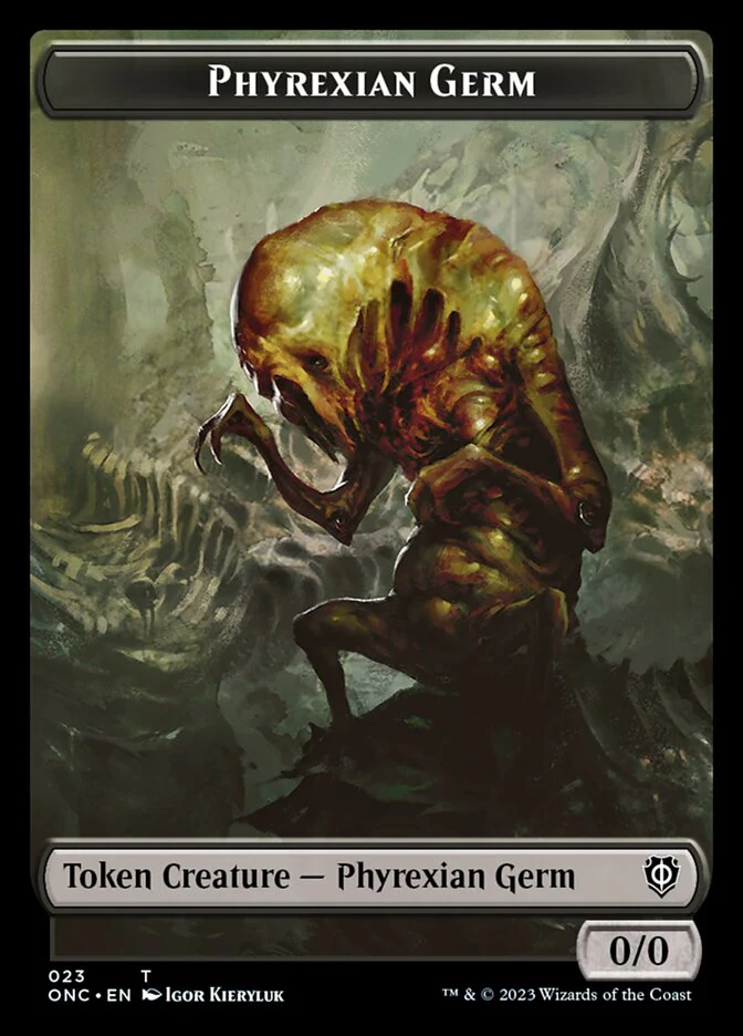 Rebel // Phyrexian Germ Double-Sided Token [Phyrexia: All Will Be One Commander Tokens] - Image 2