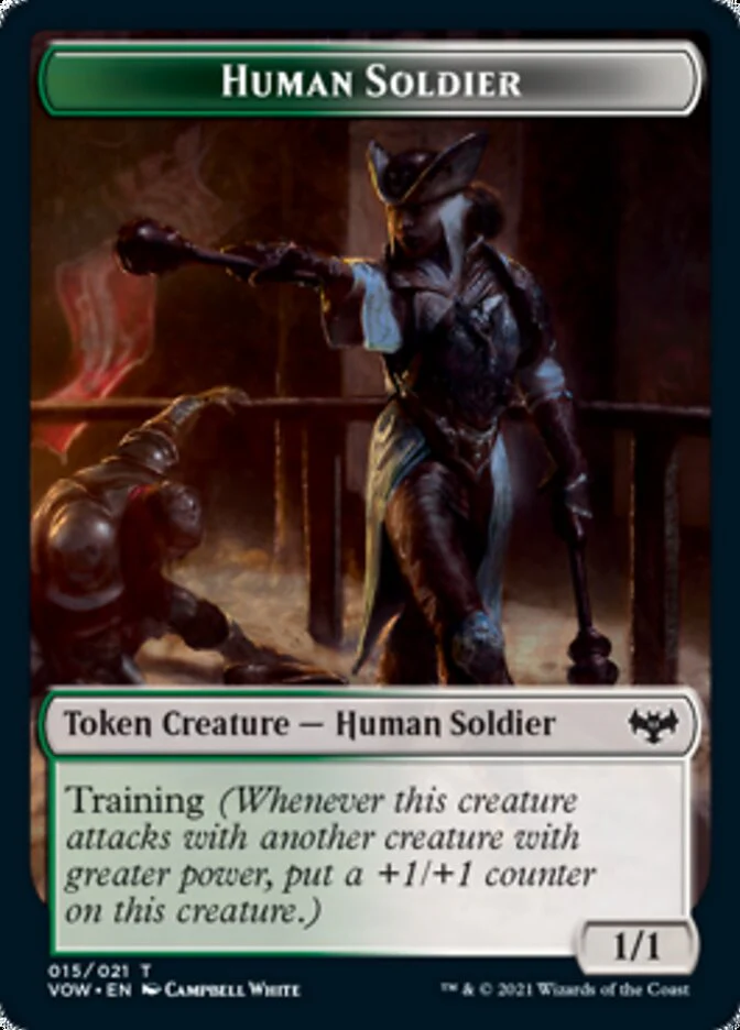Zombie (008) // Human Soldier Double-Sided Token [Innistrad: Crimson Vow Tokens] - Image 2