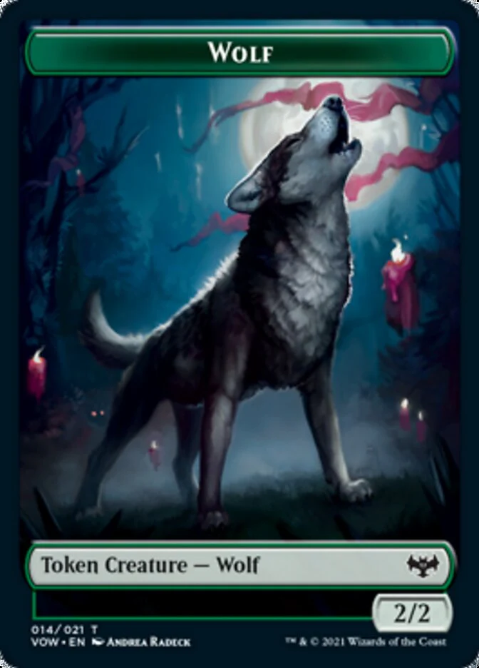 Zombie (008) // Wolf (014) Double-Sided Token [Innistrad: Crimson Vow Tokens] - Image 2